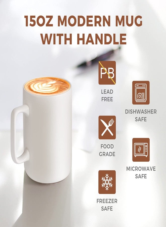 ComSaf Ceramic Coffee Mugs Set of 6, 14 oz Large Coffee Mug Tea Cup for Office Home, Porcelain Mug with Handle for Cocoa Cappuccino Cereal, Novelty Mug as Christmas, White - Image 2