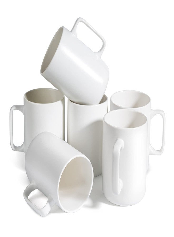 ComSaf Ceramic Coffee Mugs Set of 6, 14 oz Large Coffee Mug Tea Cup for Office Home, Porcelain Mug with Handle for Cocoa Cappuccino Cereal, Novelty Mug as Christmas, White - Image 1