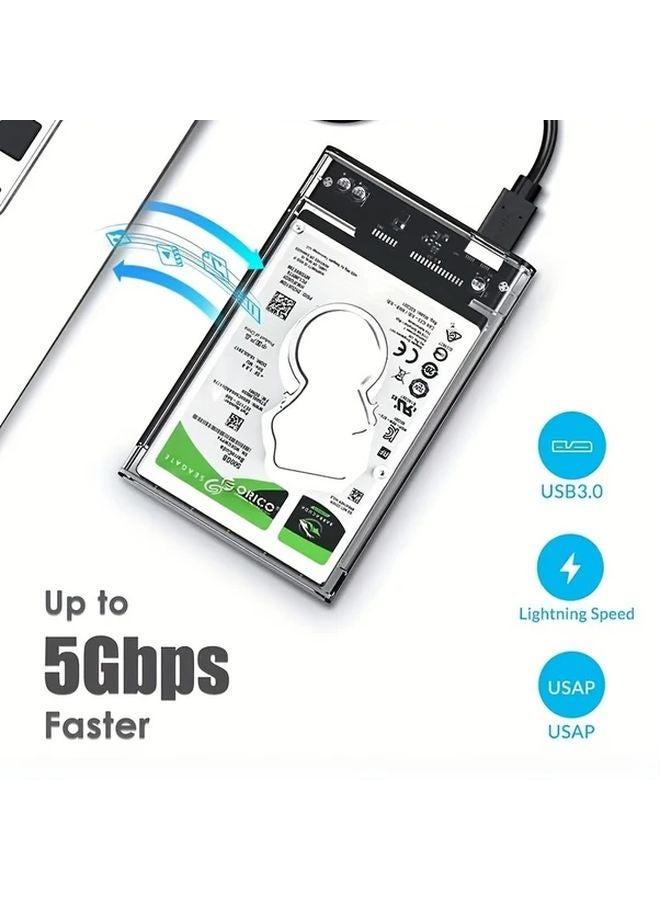 Transparent 2.5 Inch SATA to USB 3.1 Type C External Hard Drive Enclosure Tool Free - Image 4