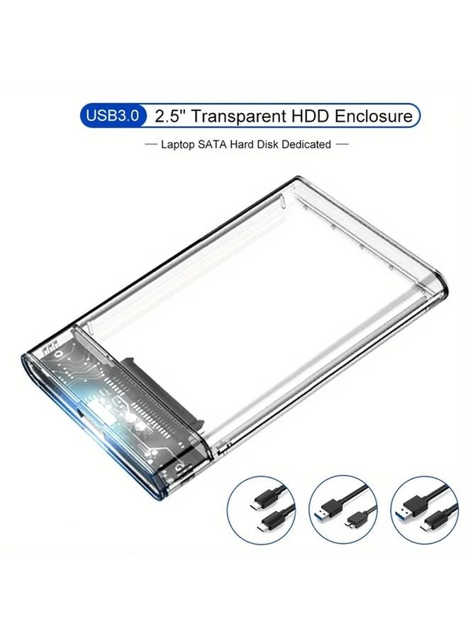 Transparent 2.5 Inch SATA to USB 3.1 Type C External Hard Drive Enclosure Tool Free - Image 2