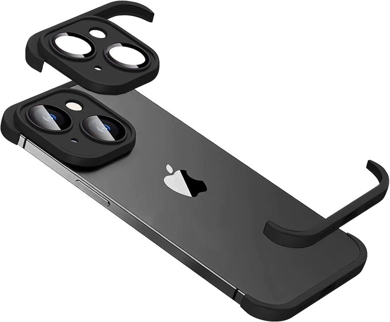 iPhone Case TPU Bumper, Compatible for iPhone 15 Case with Thin Lens Protection Case, Frameless Four Corner Fall Protection Mat, Slim Shockproof Soft TPU Silicone Cover, 1Pcs (Black) - Image 1