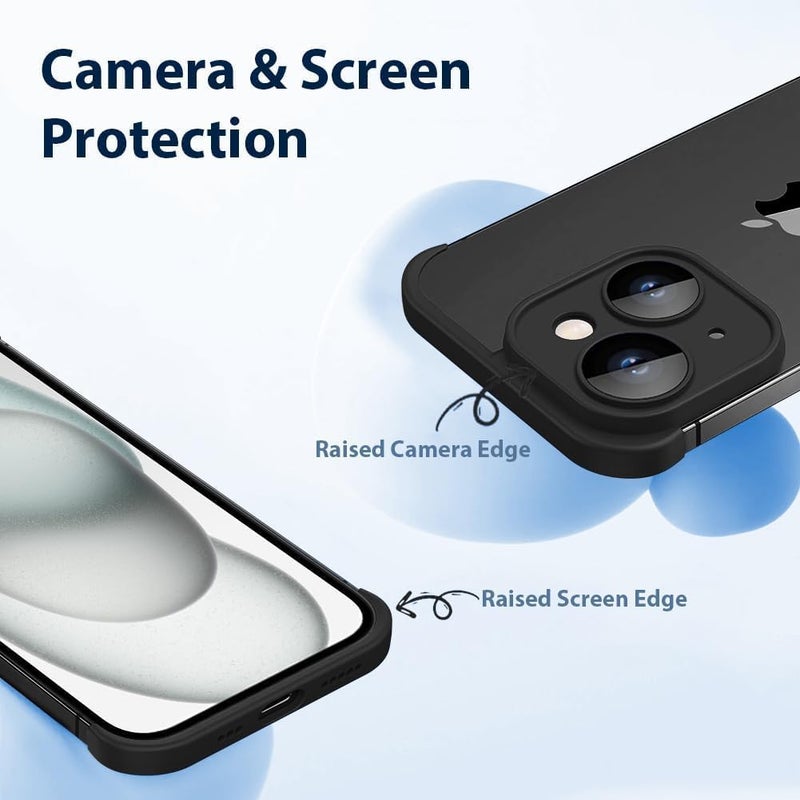iPhone Case TPU Bumper, Compatible for iPhone 15 Case with Thin Lens Protection Case, Frameless Four Corner Fall Protection Mat, Slim Shockproof Soft TPU Silicone Cover, 1Pcs (Black) - Image 4