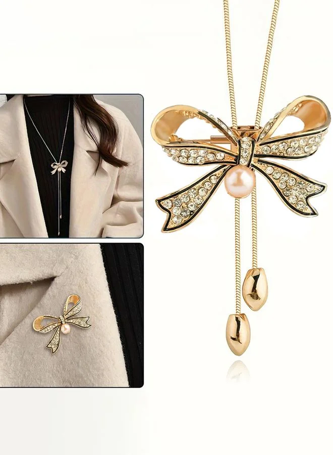 تايك تو Take Two Embellished Bow Detail Necklace