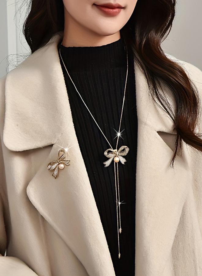Take Two Embellished Bow Detail Necklace - Image 4