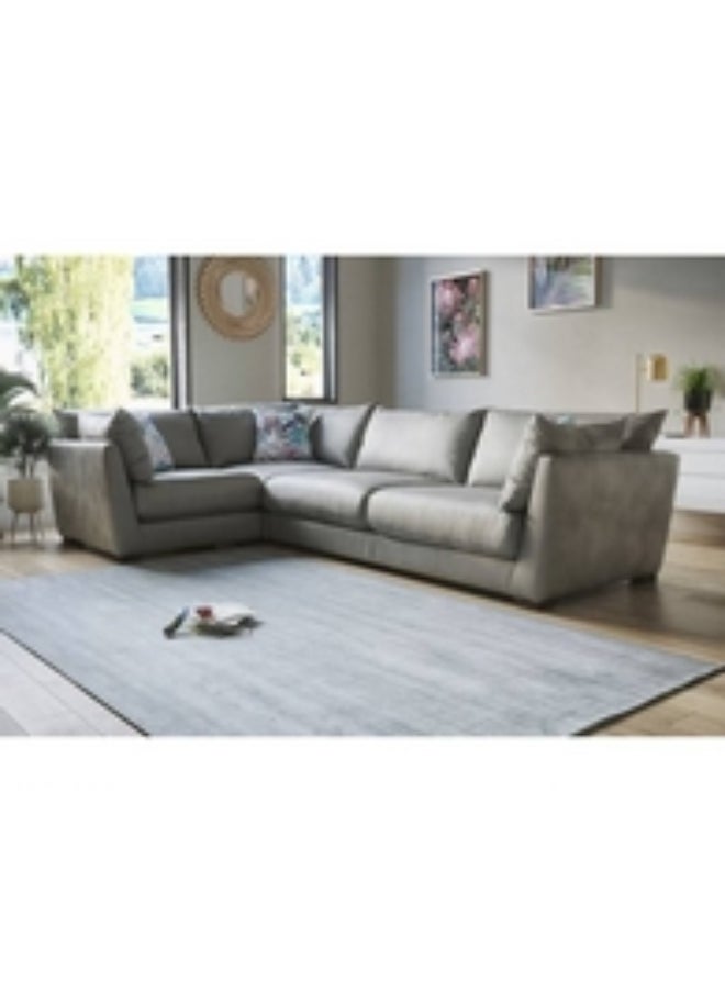 Homzmart Swedish Wood and Velvet L-Shape Sofa - Grey  - Image 3