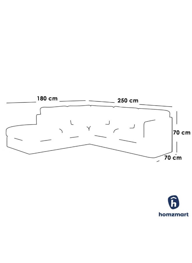 Homzmart Swedish Wood and Velvet L-Shape Sofa - Grey  - Image 2