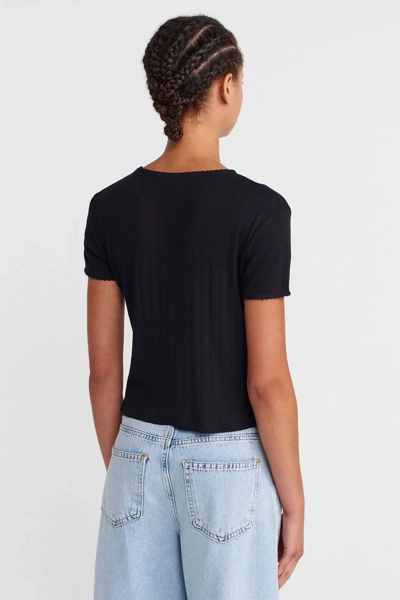 ديلفين DILVIN Women's Ribbed Crop T-Shirt