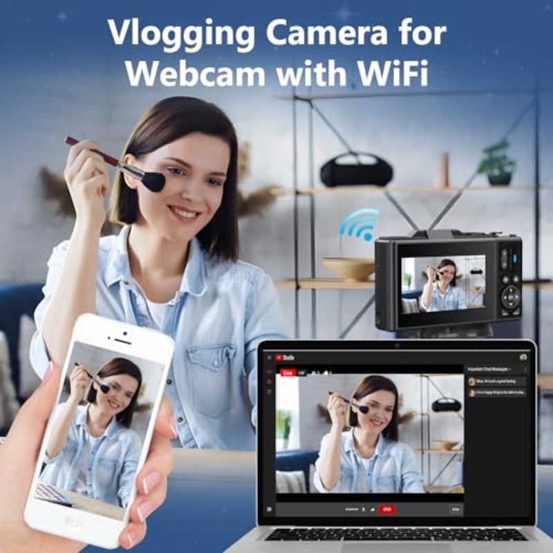 Travel photography camera: vintage-style 75MP digital camera with 3-inch 180 flip screen, autofocus, 18x zoom, black finish - Image 5