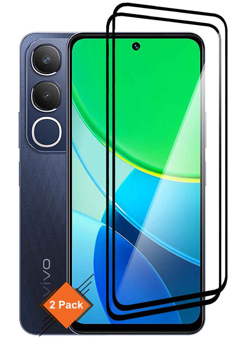 For Vivo Y19s Pro - [2 Pack] Tempered Glass Screen Protector - Advanced Border-Less Full Edge to Edge ,Shatterproof , High Responsiveness , Higher Transparency , Quick to Install ,Anti-scratch and Bubble-free Screen Protector - Black - Image 1
