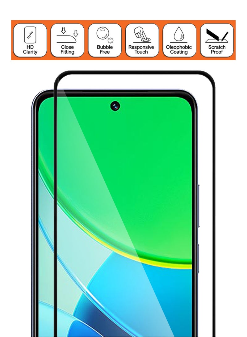 For Vivo Y19s Pro - [2 Pack] Tempered Glass Screen Protector - Advanced Border-Less Full Edge to Edge ,Shatterproof , High Responsiveness , Higher Transparency , Quick to Install ,Anti-scratch and Bubble-free Screen Protector - Black - Image 4