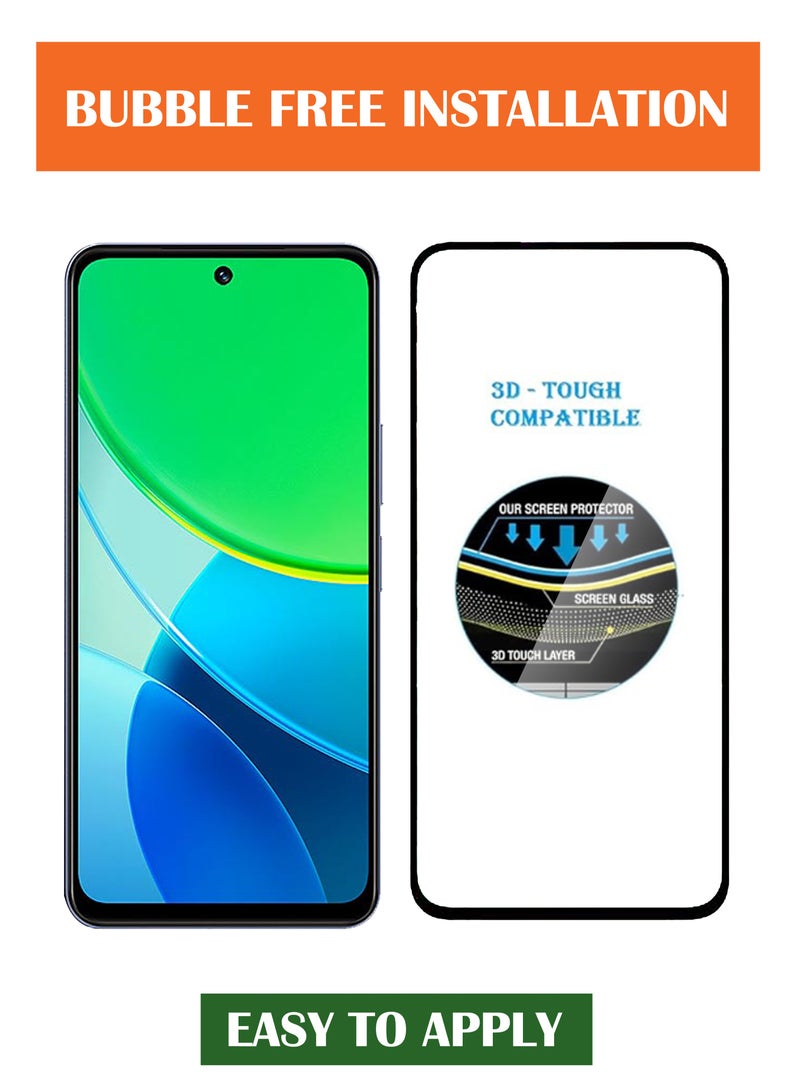 For Vivo Y19s Pro - [2 Pack] Tempered Glass Screen Protector - Advanced Border-Less Full Edge to Edge ,Shatterproof , High Responsiveness , Higher Transparency , Quick to Install ,Anti-scratch and Bubble-free Screen Protector - Black - Image 3