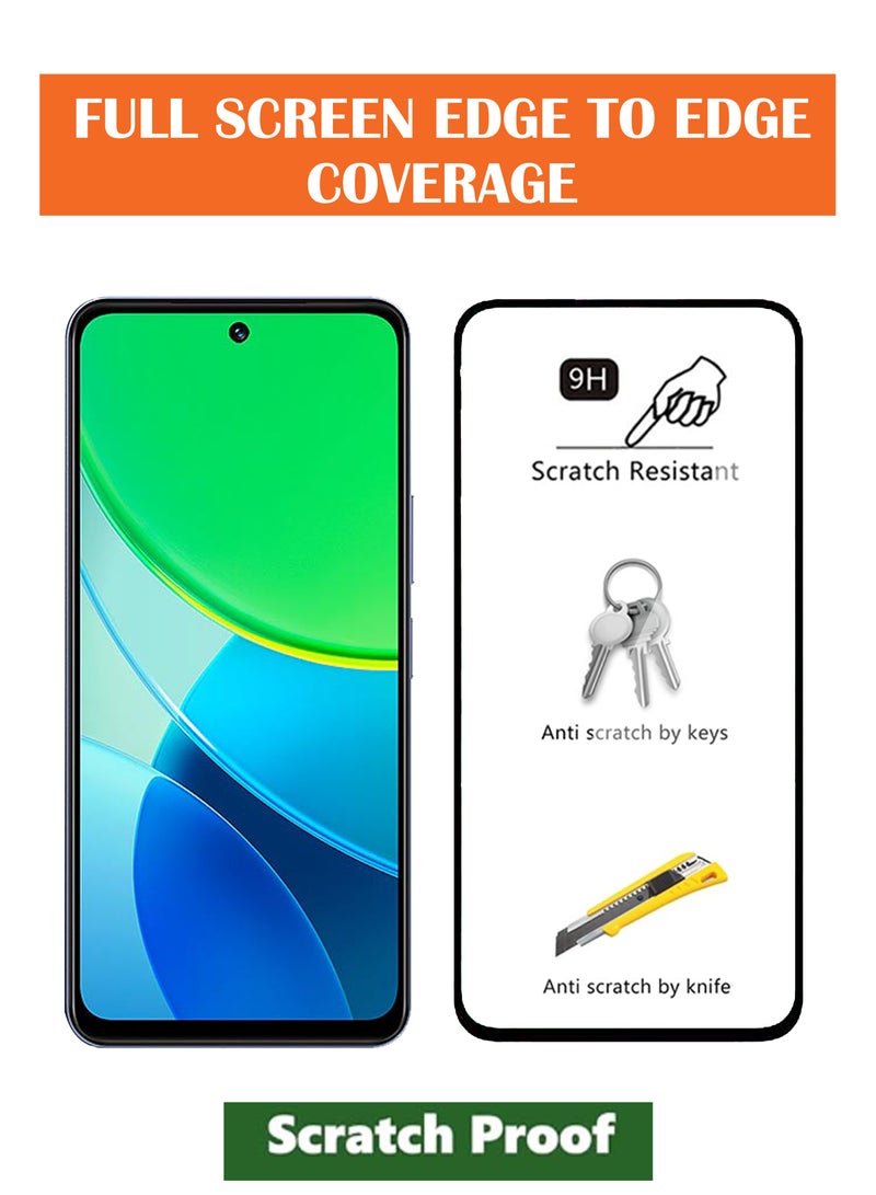 For Vivo Y19s Pro - [2 Pack] Tempered Glass Screen Protector - Advanced Border-Less Full Edge to Edge ,Shatterproof , High Responsiveness , Higher Transparency , Quick to Install ,Anti-scratch and Bubble-free Screen Protector - Black - Image 2