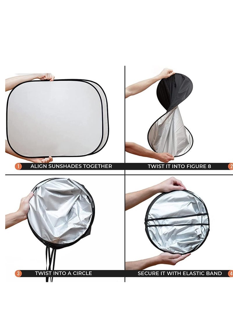 ECVV 2PCS Car Windshield Sun Shade with Storage Pouch Foldable Car Front Window Sunshade Auto Sun Visor Blocks Max UV Rays and Cool Car Interiors (Standard(60.96x73.66 cm)) - Image 4