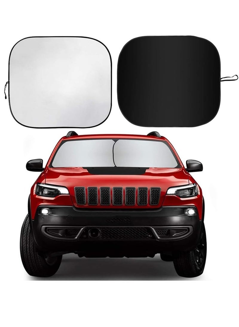 ECVV 2PCS Car Windshield Sun Shade with Storage Pouch Foldable Car Front Window Sunshade Auto Sun Visor Blocks Max UV Rays and Cool Car Interiors (Standard(60.96x73.66 cm)) - Image 2