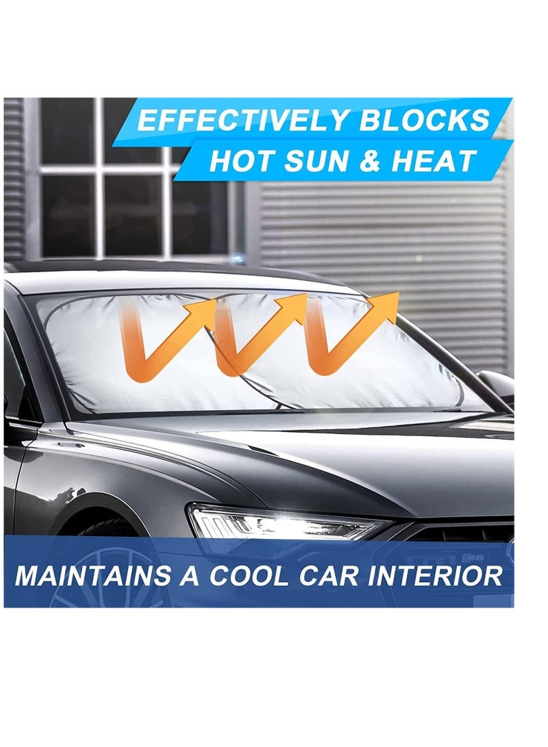 ECVV 2PCS Car Windshield Sun Shade with Storage Pouch Foldable Car Front Window Sunshade Auto Sun Visor Blocks Max UV Rays and Cool Car Interiors (Standard(60.96x73.66 cm)) - Image 1