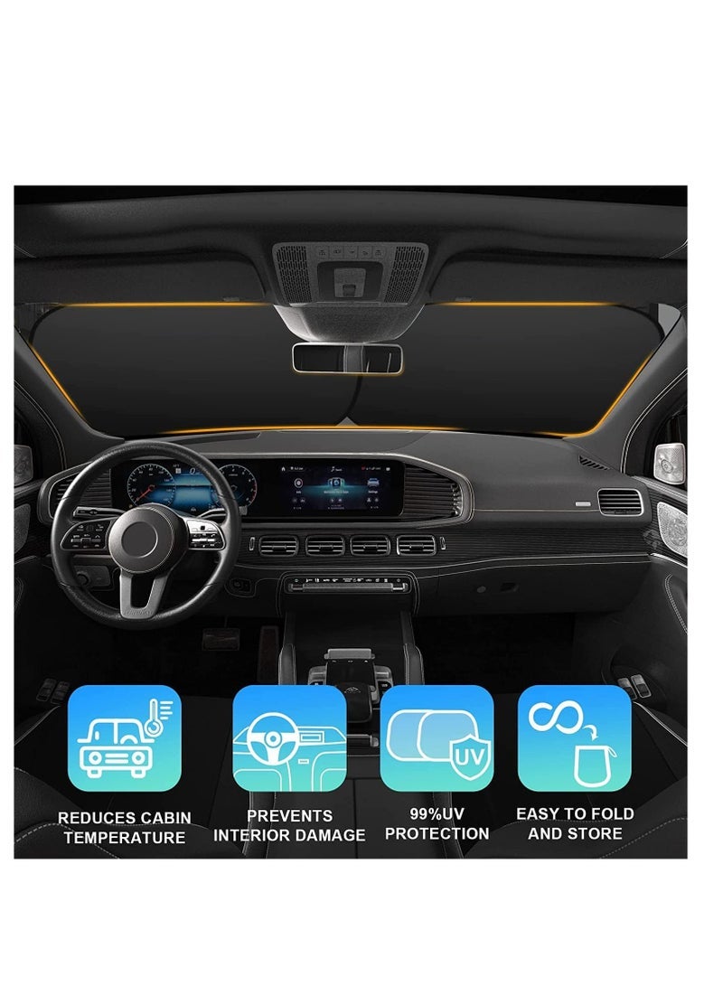 ECVV 2PCS Car Windshield Sun Shade with Storage Pouch Foldable Car Front Window Sunshade Auto Sun Visor Blocks Max UV Rays and Cool Car Interiors (Standard(60.96x73.66 cm)) - Image 3