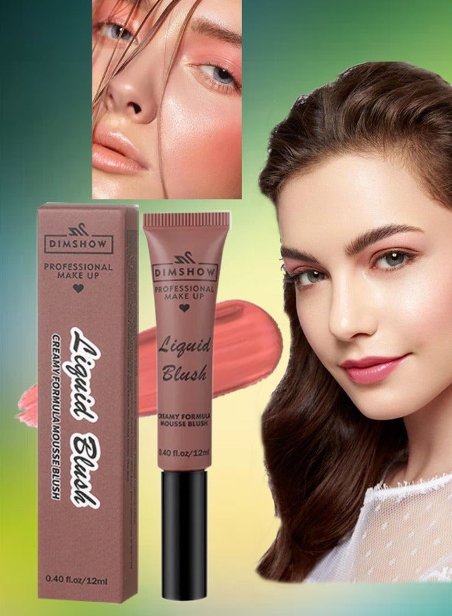 DIMSHOW Liquid Blush Creamy Formula Mousse Blush Creamy Liquid Matte Finish Blusher Face Beauty Makeup Liquid Tinted Mousse Blush Eyeshadow and Lipstick Long Wearing Moisturizing Blush 06 - Image 1