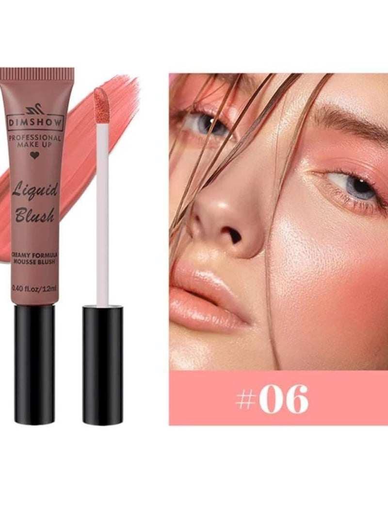 DIMSHOW Liquid Blush Creamy Formula Mousse Blush Creamy Liquid Matte Finish Blusher Face Beauty Makeup Liquid Tinted Mousse Blush Eyeshadow and Lipstick Long Wearing Moisturizing Blush 06 - Image 2