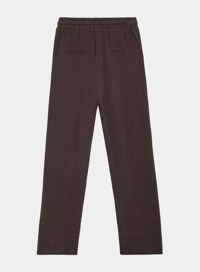 Styli Boys Brown Linen Drawstring Pants