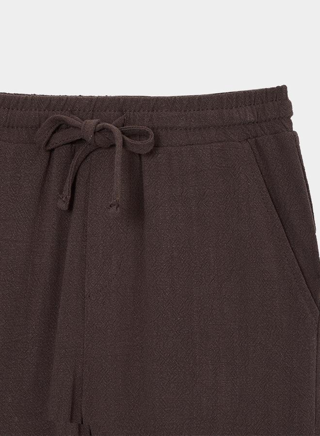 Styli Boys Brown Linen Drawstring Pants - Image 3