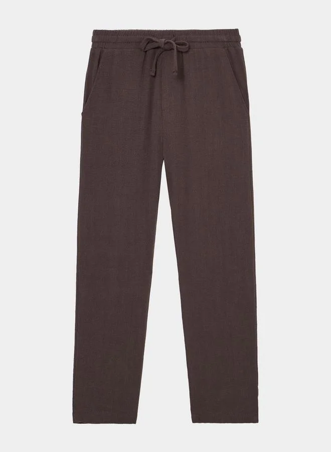 Styli Boys Brown Linen Drawstring Pants