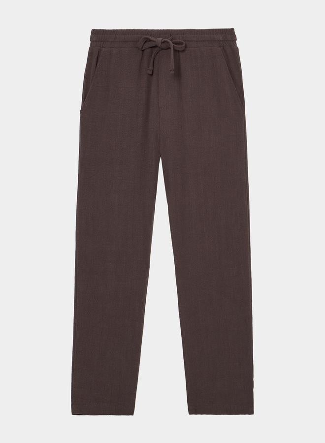 Styli Boys Brown Linen Drawstring Pants - Image 1
