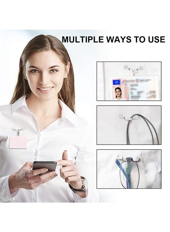 Wffo 2 Pcs Magnetic Eyeglass Holder - Glasses Specs Holder - Stainless Steel Name Tag Badge Sunglasses Clip Magnet Hook Pins onto Clothes to Keep Eyewear Safe - Eyeglass Holders for Men and Women (Black/Silver) - Image 4