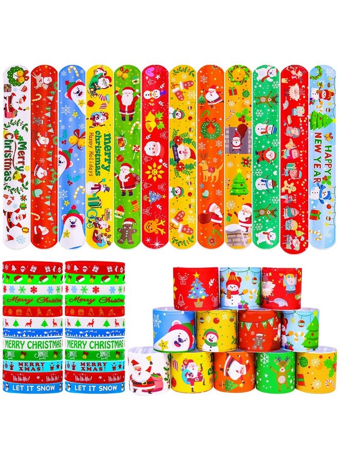 MGparty 72Pcs Christmas Slap Bracelets Silicone Bracelets Bulk Party Favors Toys For Kids Xmas Party Favors Christmas Stocking Stuffers Gifts Goodie Bag Stuffers - Image 1