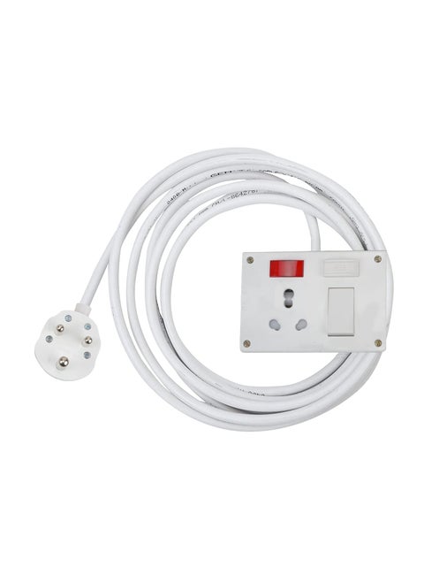 Ocko Heavy Duty Extension Board with 25mm 5m Long Wire 616 Amp 1 Socket 1 Switch and 16 Amp Plug Combined for Microwave Induction Cooker Fridge Heater AC Polycarbonate White Pack of 1
