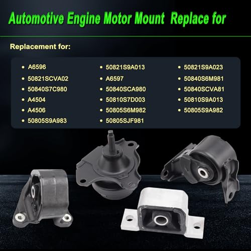SHICHU Set of 4 Engine Motor Mount Compatible with 2002 2003 2004 2005 2006 CR-V 2.4L Auto Transmission Replacement for A4504 A6597 A6596 A4506 - Image 3