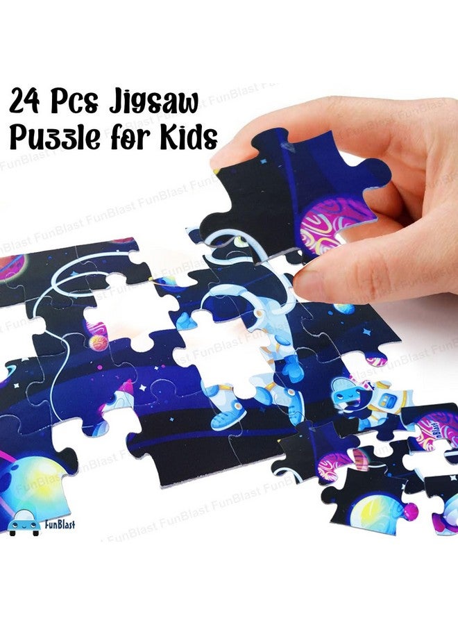 فنبلاست لعبة أحجية الصور المقطوعة من فن بلاست بموضوع الفضاء للأطفال - 24 قطعة أحجية صور مقطوعة للأطفال، أولاد وبنات (متعددة الألوان) - Image 3