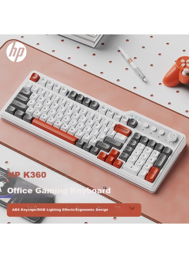 HP لوحة مفاتيح Hp K360 سلكية، تصميم مريح مع إحساس ميكانيكي، للمكتب والألعاب، ليغ أوف ليجندز، لوحة مفاتيح للألعاب الإلكترونية، Aoxue Hanmei، تخطيط 98 مفتاح - Image 1