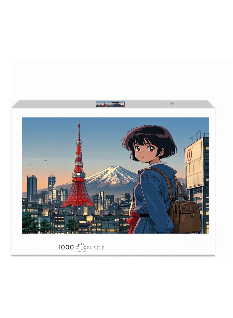 Anna 1000-Piece Vintage Anime Girl and Architecture Landscape Puzzle - Image 1