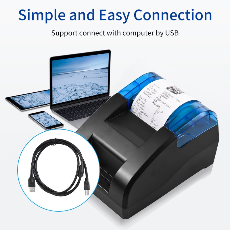 Bisofice Bluetooth Thermal Receipt Printer 56mm Desktop USB BT Portable Fast 90mm/s - Easy Setup Wireless Label Printer for Restaurant Pos Retail Shop - Image 5
