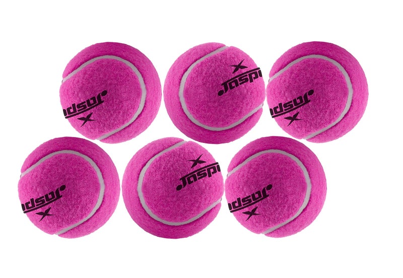jaspo Natural Rubber Synthetic Cricket Tennis Ball Pink Medium Weight (Pack of 6) - Image 1