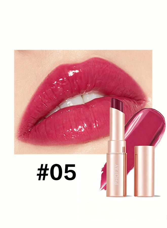 PHOFAY MOISTURIZING LIPSTICK,Long Lasting Moisturizing Lipstick, Smooth Glide Glassy Finish Lip Care Cosmetic For Daily & Party Makeup #05 - Image 2