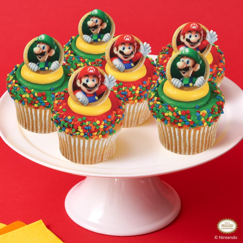 DecoPac Super Mario Rings, 24 Nintendo Cupcake Decorations Featuring Mario And Luigi, Cake Toppers For Birthday, Gaming, Party - 24 Pack - Image 2