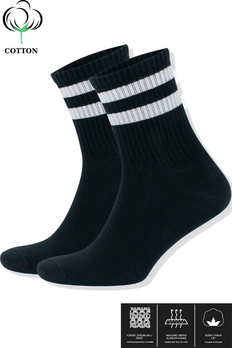 Kral Socks Men's - Women's Striped College Tennis Socks Cotton Anti-Sweat Socks - Image 3