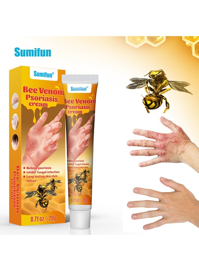 Sumifun Bee Venom Psoriasis Cream, New Zealand Bee Venom Professional Psoriasis Cream For Itchy Skin Fast Relief Cream For Face And Body, Soothing And Moisturizing Psoriasis Cream 20G - Image 1