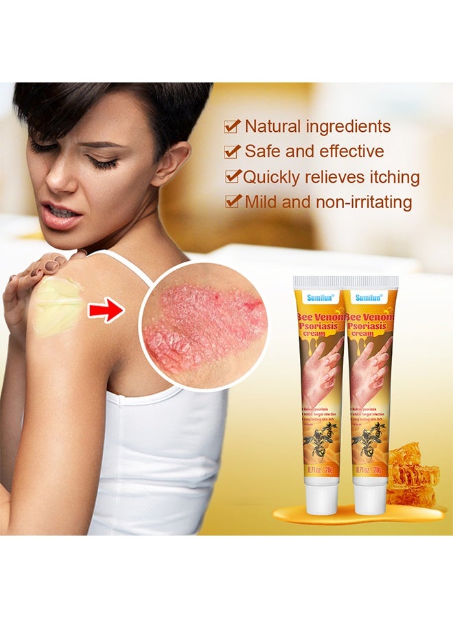 Sumifun Bee Venom Psoriasis Cream, New Zealand Bee Venom Professional Psoriasis Cream For Itchy Skin Fast Relief Cream For Face And Body, Soothing And Moisturizing Psoriasis Cream 20G - Image 3