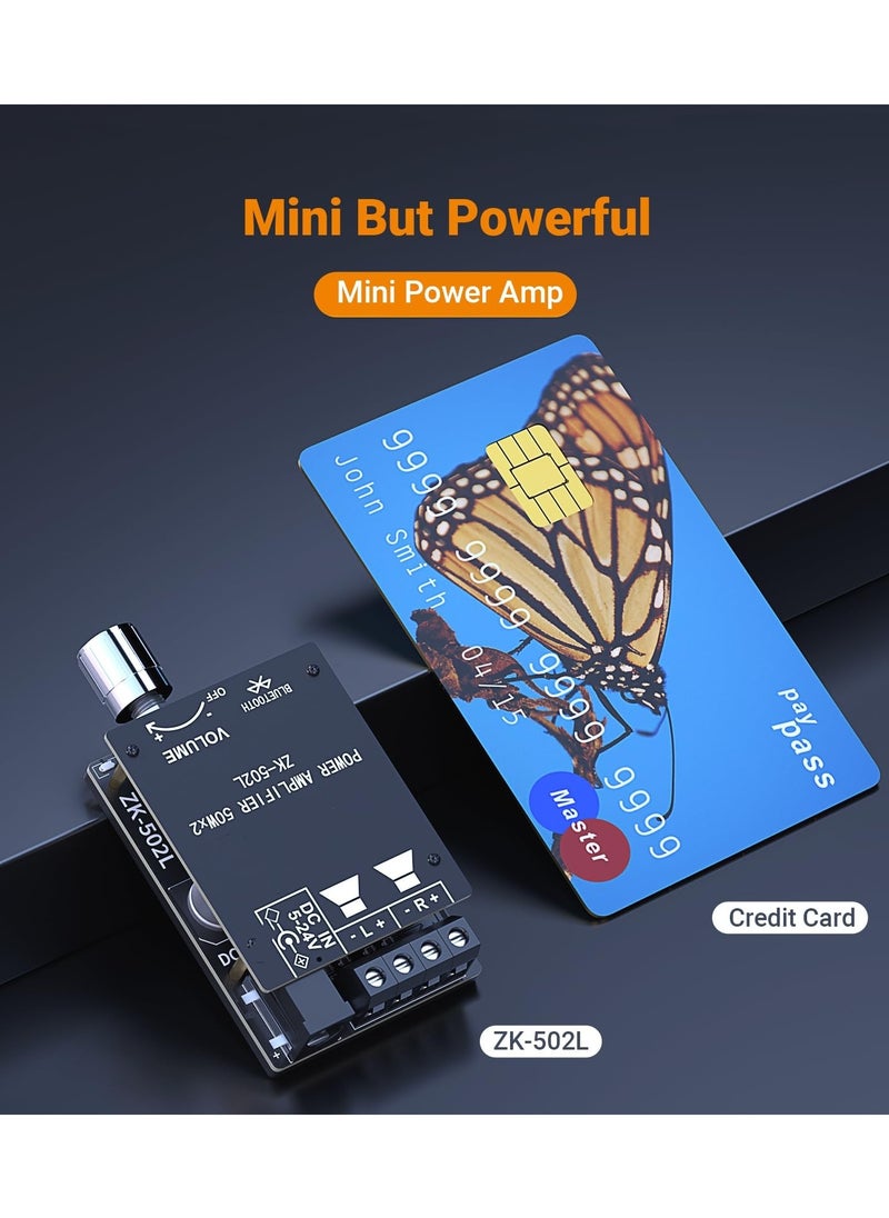 KASTWAVE - ZK-502L Bluetooth 5.0 Amplifier Board 2 Channels 50W x 2 Mini Receiver Wireless Stereo Audio Digital Amp Module for Home Passive Speakers - Image 1