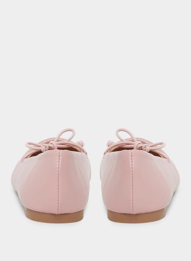 Styli Solid Slip-on Ballerinas with Bow Tie Detail - Image 4