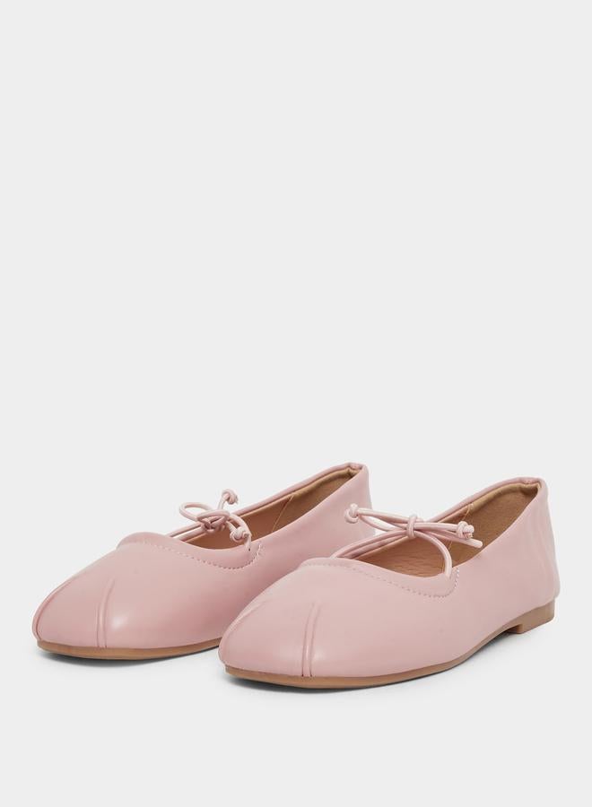 Styli Solid Slip-on Ballerinas with Bow Tie Detail - Image 2