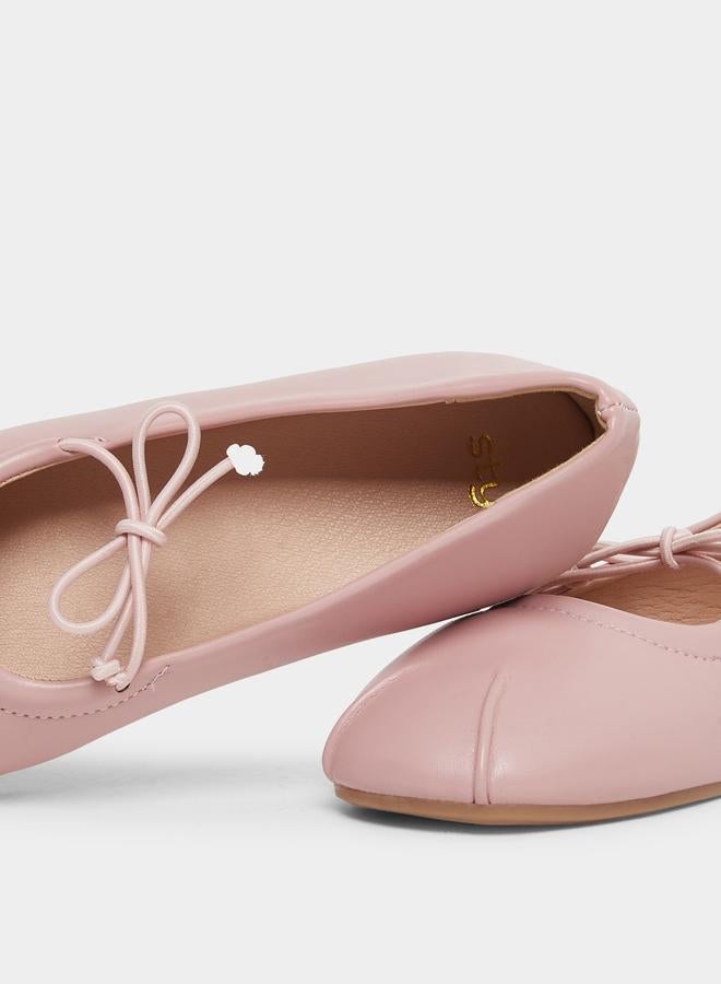 Styli Solid Slip-on Ballerinas with Bow Tie Detail - Image 3