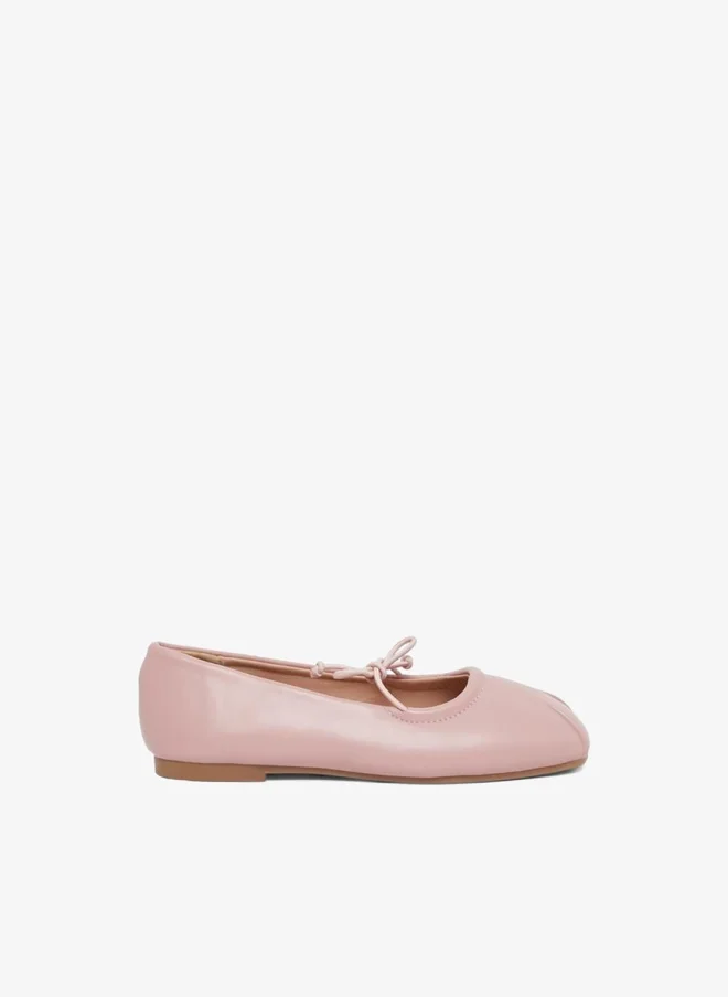 Styli Styli Solid Slip-on Ballerinas with Bow Tie Detail