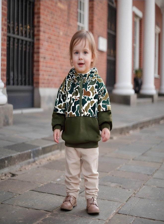 Fernvia Toddler Baby Boy Clothes Camouflage Half Zip-up Long Sleeve Hoodies Sweatshirt Casual Pullover for Kids boys, C Green, 18-24 months - Image 2