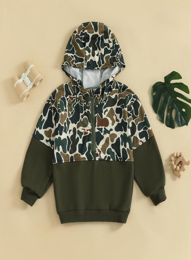 Fernvia Toddler Baby Boy Clothes Camouflage Half Zip-up Long Sleeve Hoodies Sweatshirt Casual Pullover for Kids boys, C Green, 18-24 months - Image 3