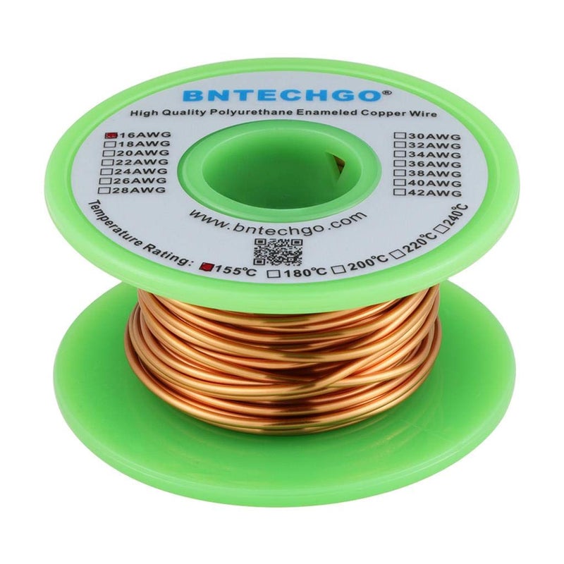 BNTECHGO 16 AWG Magnet Wire - Enameled Copper Wire - Enameled Magnet Winding Wire - 4 oz - 0.0492" Diameter 1 Spool Coil Natural Temperature Rating 155℃ Widely Used for Transformers Inductors - Image 1
