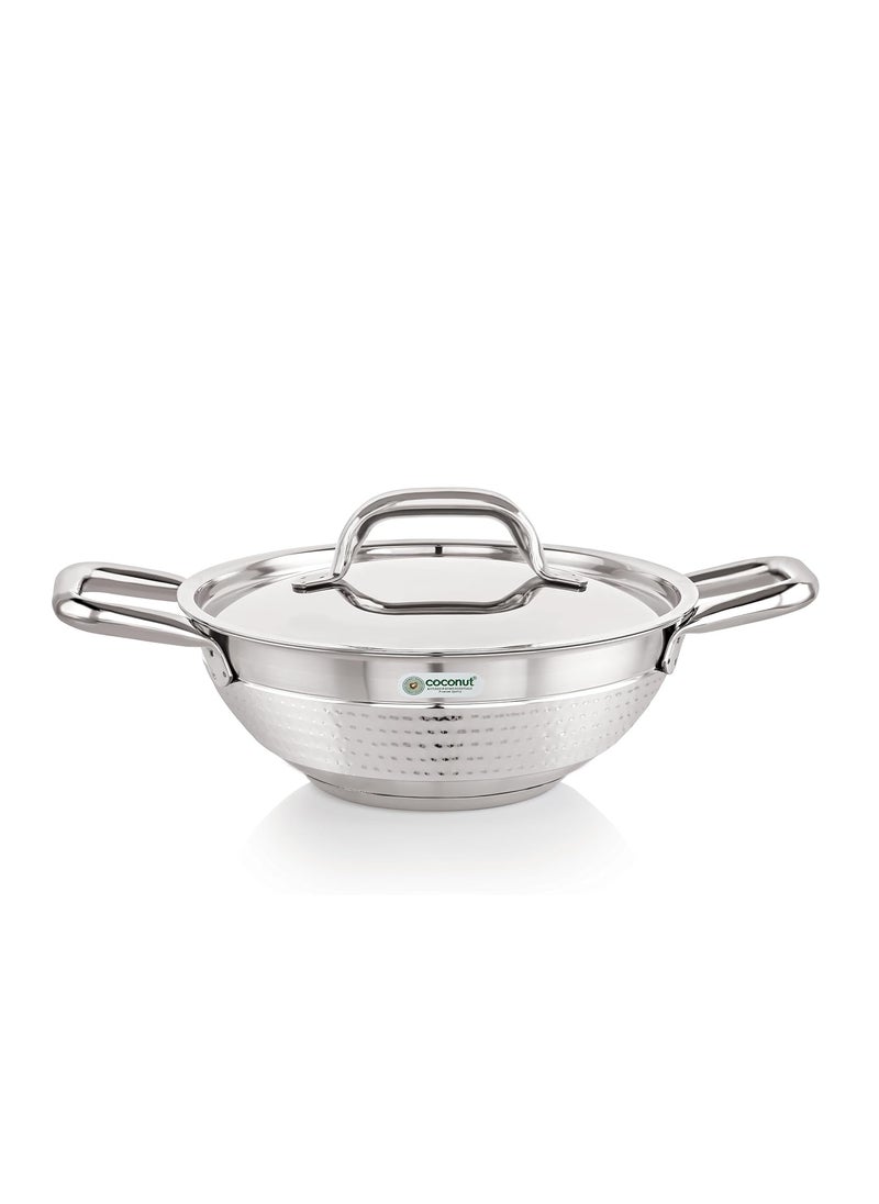 Coconut coconut Elementary Stainless Steel Hammered Design Capsulated Kadai for Cook n Serve - 1 Unit - Capacity - 1000ML  - Image 1