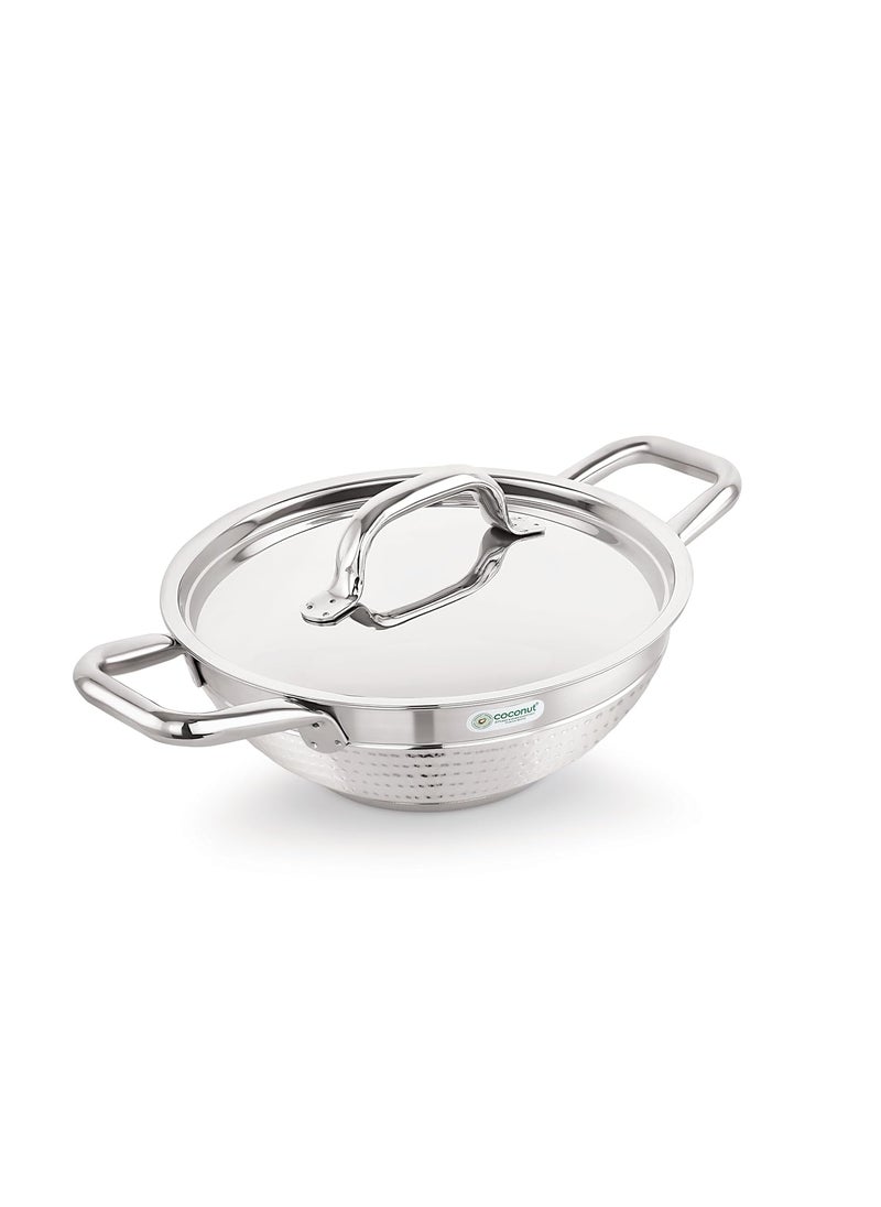 Coconut coconut Elementary Stainless Steel Hammered Design Capsulated Kadai for Cook n Serve - 1 Unit - Capacity - 1000ML  - Image 2